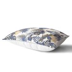 Beyaz Zemin Üzerinde Gold Detaylı Yaprak Desenli Modern Dikdörtgen Yastık Kırlent Kılıfı Realhomes