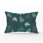 - Rh-Dik-8576-Gorsel1 - Realhomes  Renkli Zemin Üzerinde Pastel Renkli Yaprak Desenli Modern Dikdörtgen Yastık Kırlent Kılıfı Realhomes