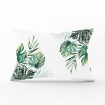 - Rh-Dik-8578-Gorsel1 - Realhomes Beyaz Zemin Üzerinde Yaprak Desenli Dijital Baskılı Modern Dikdörtgen Yastık Kırlent Kılıfı Realhomes