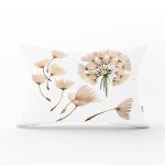 Beyaz Zemin Üzerinde Çiçek Desenli Dijital Baskılı Modern Dikdörtgen Yastık Kırlent Kılıfı Realhomes