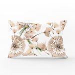 Beyaz Zemin Üzerinde Çiçek Desenli Dijital Baskılı Modern Dikdörtgen Yastık Kırlent Kılıfı Realhomes