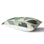 Pastel Zeminli Yeşil Yaprak Desenli Dijital Baskılı Modern Dikdörtgen Yastık Kırlent Kılıfı Realhomes