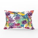 Beyaz Zemin Üzerinde Rengarenk Soyut Çizimli Çiçek Desenli Dikdörtgen Yastık Kırlent Kılıfı Realhomes