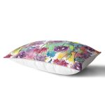 Beyaz Zemin Üzerinde Rengarenk Soyut Çizimli Çiçek Desenli Dikdörtgen Yastık Kırlent Kılıfı Realhomes