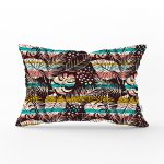 - Rh-Dik-8601-Gorsel1 - Realhomes Siyah Zemin Üzerinde Yaprak Desenli Dijital Baskılı Modern Dikdörtgen Yastık Kırlent Kılıfı Realhomes