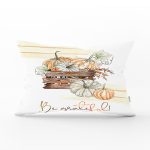 Beyaz Zeminli Balkabağı Desenli Dijital Baskılı Modern Dikdörtgen Yastık Kırlent Kılıfı Realhomes