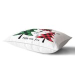 Beyaz Zemin Üzerinde Ekose Desenli Çamağacı Motifli Dikdörtgen Yastık Kırlent Kılıfı Realhomes