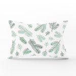 Beyaz Zemin Üzerinde Yaprak Desenli Dijital Baskılı Modern Dikdörtgen Yastık Kırlent Kılıfı Realhomes