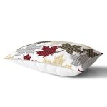 Beyaz Zeminli Ekoseli Yaprak Desenli Dijital Baskılı Modern Dikdörtgen Yastık Kırlent Kılıfı Realhomes