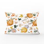- Rh-Dik-8630-Gorsel1 - Realhomes Beyaz Zeminli Bal Kabağı Desenli Dijital Baskılı Modern Dikdörtgen Yastık Kırlent Kılıfı Realhomes