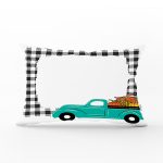 - Rh-Dik-8634-Gorsel1 - Realhomes Ekose Çerçeveli Bal Kabaklı Araba Dijital Baskılı Modern Dikdörtgen Yastık Kırlent Kılıfı Realhomes