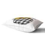 Beyaz Zemin Üzerinde Ayçiçek Desenli Ekoseli Balkabağı Dikdörtgen Yastık Kırlent Kılıfı Realhomes