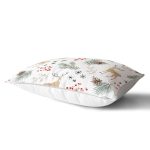 Beyaz Zemin Üzerinde Renkli Çam Yaprağı Desenli Modern Dikdörtgen Yastık Kırlent Kılıfı Realhomes