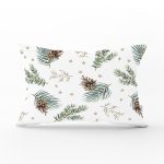 Beyaz Zeminli Çam Yaprağı Desenli Dijital Baskılı Modern Dikdörtgen Yastık Kırlent Kılıfı Realhomes