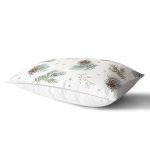 Beyaz Zeminli Çam Yaprağı Desenli Dijital Baskılı Modern Dikdörtgen Yastık Kırlent Kılıfı Realhomes