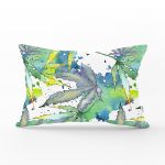 Beyaz Zeminli Renkli Yaprak Desenli Dijital Baskılı Modern Dikdörtgen Yastık Kırlent Kılıfı Realhomes