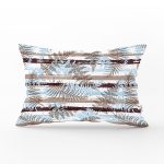 Beyaz Zeminli Renkli Yaprak Desenli Dijital Baskılı Modern Dikdörtgen Yastık Kırlent Kılıfı Realhomes