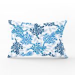 Beyaz Zeminli Mavi Renkli Deniz Otu Dijital Baskılı Modern Dikdörtgen Yastık Kırlent Kılıfı Realhomes