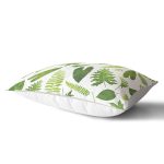 Beyaz Zemin Üzerinde Yeşil Yaprak Desenli Dikdörtgen Yastık Kırlent Kılıfı Realhomes