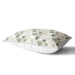 Beyaz Zemin Üzerinde Yeşil Çamağacı Yaprak Desenli Modern Dikdörtgen Yastık Kırlent Kılıfı Realhomes