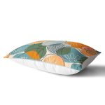 Renkli Zemin Üzerinde Onedraw Çizimli Yaprak Desenli Dikdörtgen Yastık Kırlent Kılıfı Realhomes