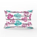 Beyaz Zeminli Renkli Yaprak Desenli Dijital Baskılı Modern Dikdörtgen Yastık Kırlent Kılıfı Realhomes