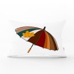 Beyaz Zemin Üzerinde Sonbahar Renkli Şemsiye Desenli Dikdörtgen Yastık Kırlent Kılıfı Realhomes