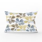 - Rh-Dik-8717-Gorsel1 - Realhomes Beyaz Zeminli Renkli Yaprak Desenli Dijital Baskılı Modern Dikdörtgen Yastık Kırlent Kılıfı Realhomes