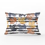 - Rh-Dik-8718-Gorsel1 - Realhomes Beyaz Zeminli Renkli Yaprak Desenli Dijital Baskılı Modern Dikdörtgen Yastık Kırlent Kılıfı Realhomes