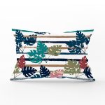 Beyaz Zemin Üzerinde Pastel Renkli Yaprak Desenli Modern Dikdörtgen Yastık Kırlent Kılıfı Realhomes