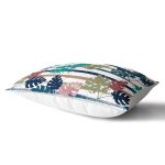 Beyaz Zemin Üzerinde Pastel Renkli Yaprak Desenli Modern Dikdörtgen Yastık Kırlent Kılıfı Realhomes