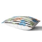 Beyaz Zeminli Renkli Yaprak Desenli Dijital Baskılı Modern Dikdörtgen Yastık Kırlent Kılıfı Realhomes