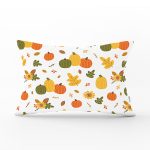 Beyaz Zemin Üzerinde Renkli Balkabağı Desenli Dijital Baskılı Modern Dikdörtgen Yastık Kılıfı Realhomes