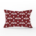 - Rh-Dik-8733-Gorsel1 - Realhomes Kırmızı Ekose Desenli Geyik Motifli Dijital Baskılı Modern Dikdörtgen Yastık Kırlent Kılıfı Realhomes