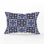 Pastel Zemin Üzerinde Çini Desenli Dijital Baskılı Modern Dikdörtgen Yastık Kırlent Kılıfı Realhomes