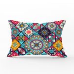 - Rh-Dik-8753-Gorsel1 - Realhomes  Renkli Zeminli Geometrik Desenli Dijital Baskılı Modern Dikdörtgen Yastık Kırlent Kılıfı Realhomes