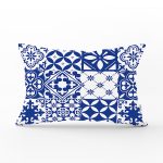 Beyaz Zemin Üzerinde Çini Desenli Dijital Baskılı Modern Dikdörtgen Yastık Kırlent Kılıfı Realhomes