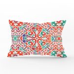 Beyaz Zemin Üzerinde Çini Desenli Dijital Baskılı Modern Dikdörtgen Yastık Kırlent Kılıfı Realhomes