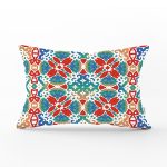 Beyaz Zemin Üzerinde Çini Desenli Dijital Baskılı Modern Dikdörtgen Yastık Kırlent Kılıfı Realhomes