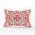 Beyaz Zemin Üzerinde Çini Desenli Dijital Baskılı Modern Dikdörtgen Yastık Kırlent Kılıfı Realhomes