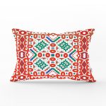 Beyaz Zemin Üzerinde Çini Desenli Dijital Baskılı Modern Dikdörtgen Yastık Kırlent Kılıfı Realhomes