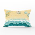 Renkli Zeminli Deniz Kabuğu Desenli Dijital Baskılı Modern Dikdörtgen Yastık Kırlent Kılıfı Realhomes