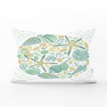 Beyaz Zeminli Deniz Yıldızı Desenli Dijital Baskılı Modern Dikdörtgen Yastık Kırlent Kılıfı Realhomes