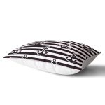 Beyaz Zemin Üzerinde Siyah Çizgili Çapa Desenli Modern Dikdörtgen Yastık Kırlent Kılıfı Realhomes
