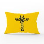 Renkli Zemin Üzerinde Onedraw Çizimli Zurafa Silüeti Dikdörtgen Yastık Kırlent Kılıfı Realhomes