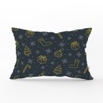 Renkli Zemin Üzerinde Gold Detaylı Yılbaşı Çorabı Desenli Dikdörtgen Yastık Kırlent Kılıfı Realhomes