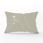Pastel Zemin Üzerinde Onedraw Çizimli El Silüeti Modern Dikdörtgen Yastık Kırlent Kılıfı Realhomes