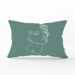 - Rh-Dik-8831-Gorsel1 - Realhomes  Renkli Zemin Üzerinde Onedraw Çizimli Bayan Silüeti Dikdörtgen Yastık Kırlent Kılıfı Realhomes