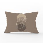 - Rh-Dik-8833-Gorsel1 - Realhomes Renkli Zemin Üzerinde Onedraw Çizimli Bayan Silüeti Dikdörtgen Yastık Kırlent Kılıfı Realhomes