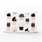 - Rh-Dik-8845-Gorsel1 - Realhomes Beyaz Zemin Üzerinde Siyah Puantiyeli Kaktüs Desenli Dikdörtgen Yastık Kırlent Kılıfı Realhomes